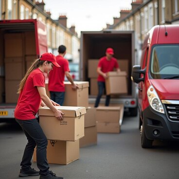 Professional movers packing furniture for apartment relocation in Dubai