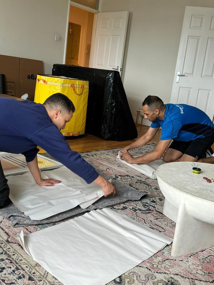 Local movers in Dubai carefully transporting furniture for apartment and villa moves